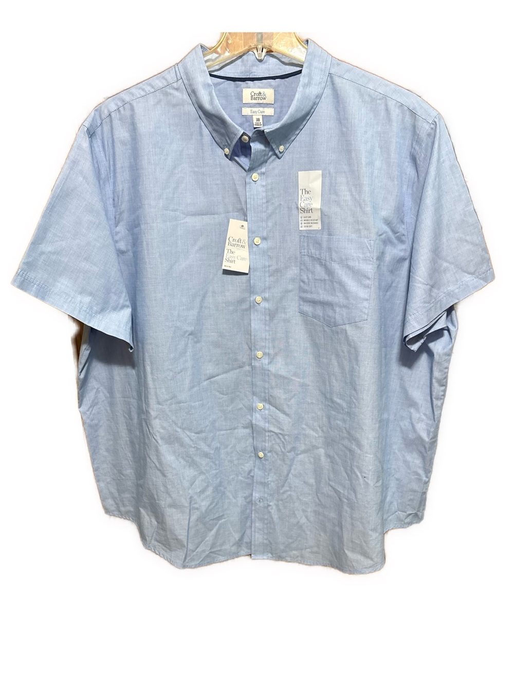 NWT Men’s 3XB Croft & Barrow & Light Blue Short Sleeve Button-Down Shirt
